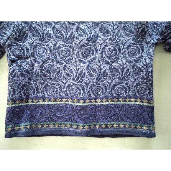 Nomadic Traders Sz M Floral Cardigan Sweater Purple Ramie Cottage Vintage Nordic - Picture 11 of 13